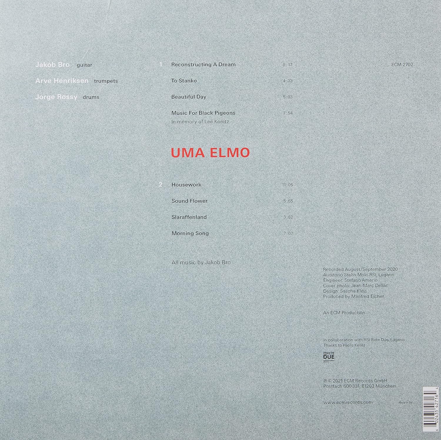 Uma Elmo - Vinyl | Jakob Bro, Arve Henriksen, Jorge Rossy