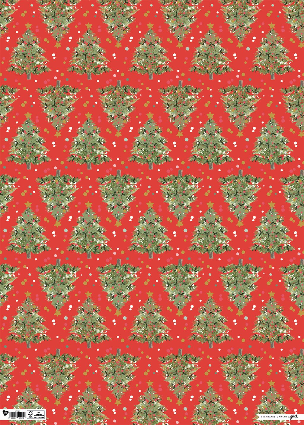 Hartie de impachetat - Wrap - Stephanie Dyment - Festive Tree Red | Glick