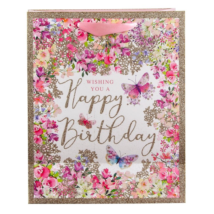 Punga de cadou mare - Pizazz Happy Birthday Floral | Glick