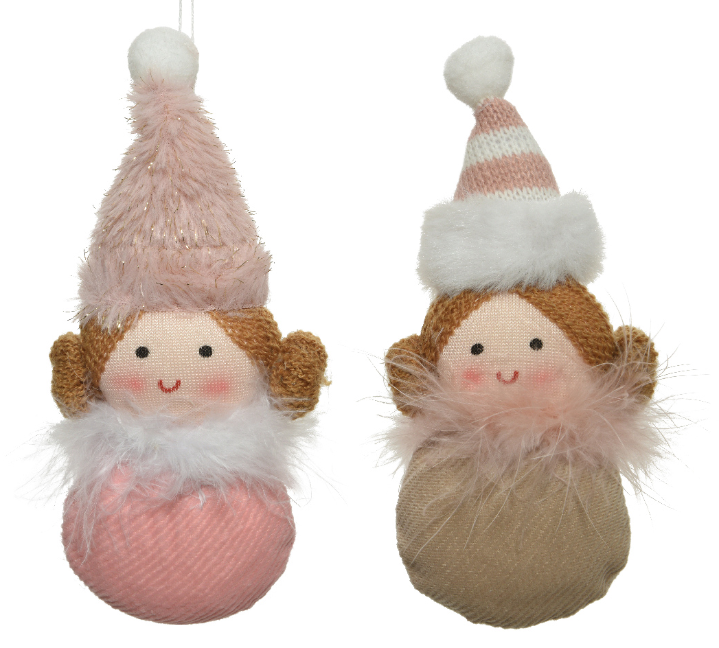 Figurina decorativa - Small - Polyester with Fur and Hat Pink - doua modele - pret pe bucata | Kaemingk