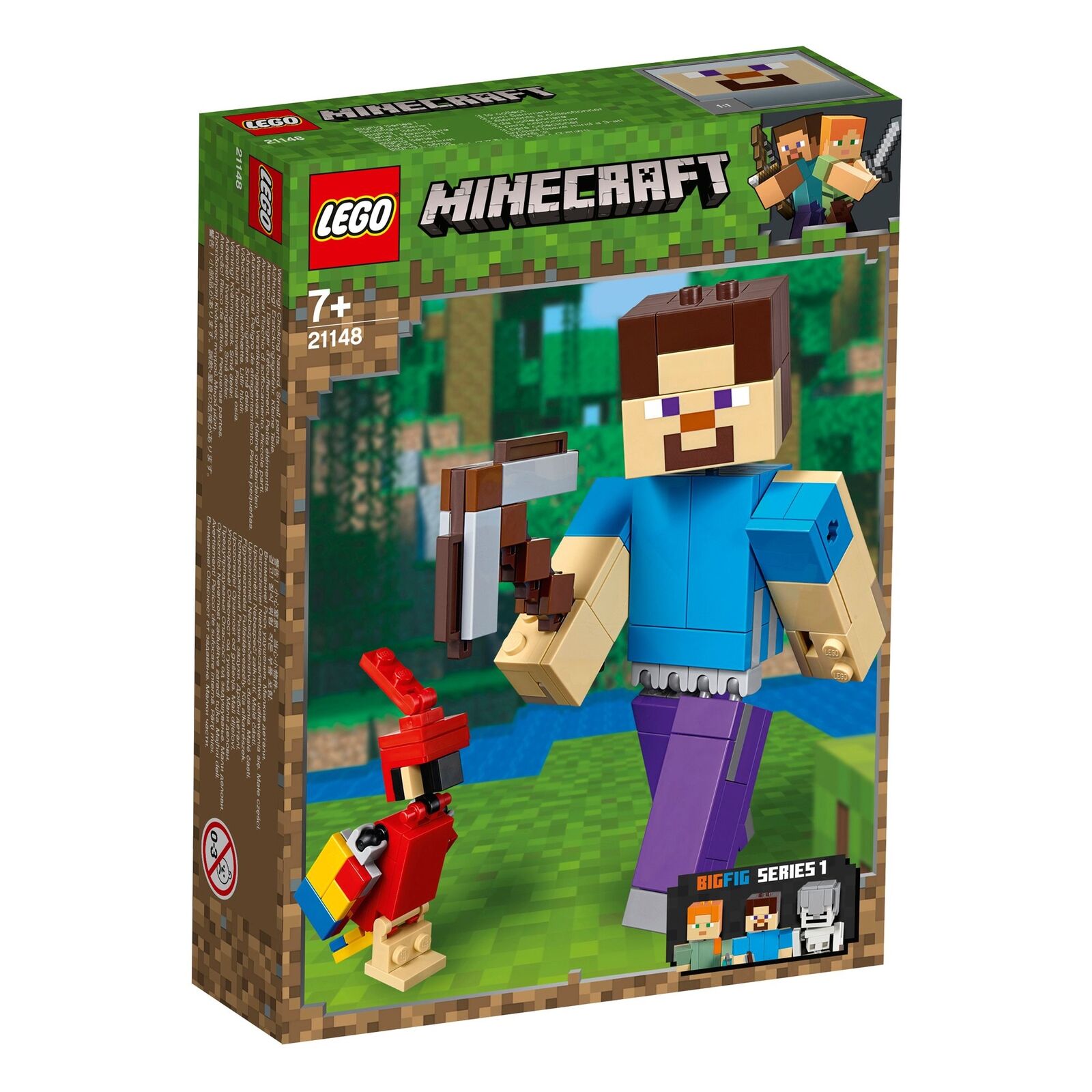 Jucarie - Lego Minecraft - Steve BigFig cu papagal | LEGO