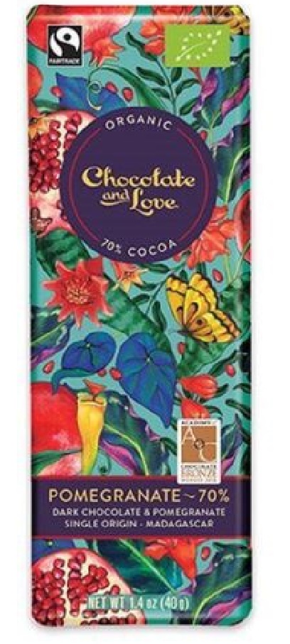 Ciocolata amaruie - Fairtrade Dark Chocolate With Pomegranate | Chocolate and Love