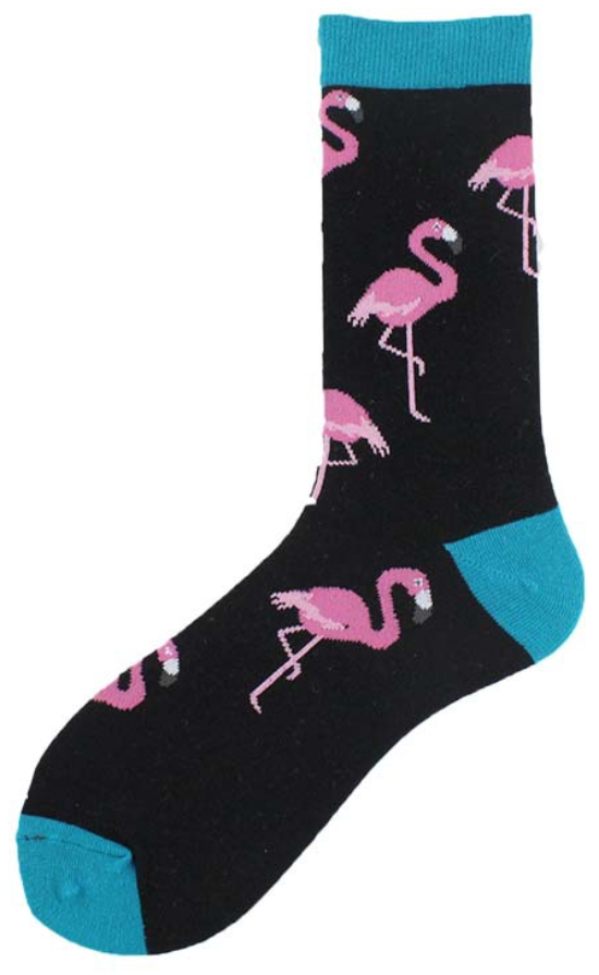 Sosete confortabile - Negre cu flamingo