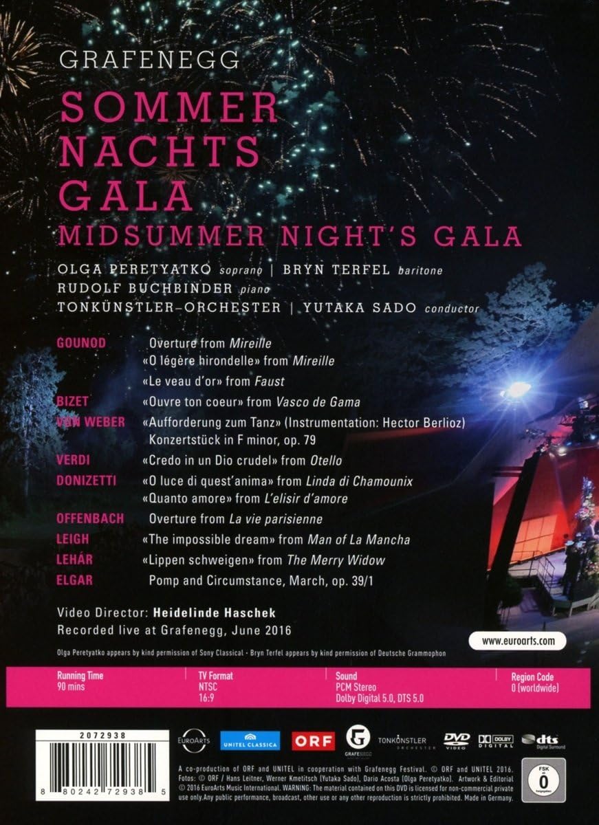 Midsummer Night\'s Gala 2016 from Grafenegg (DVD) | Olga Peretyatko, Bryn Terfel, Rudolf Buchbinder, Tonkunstler-Orchester, Yutaka Sado