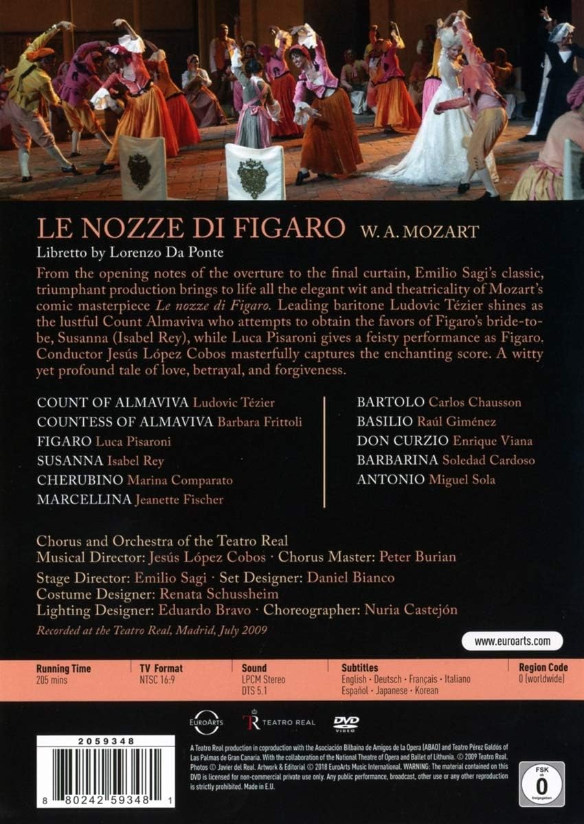 Mozart: Le Nozze di Figaro (DVD) | Ludovic Tezier, Barbara Frittoli, Luca Pisaroni, Isabel Rey, Jeannette Fischer, Orchestra Teatro Real Madrid, Jesus Lopez Cobos