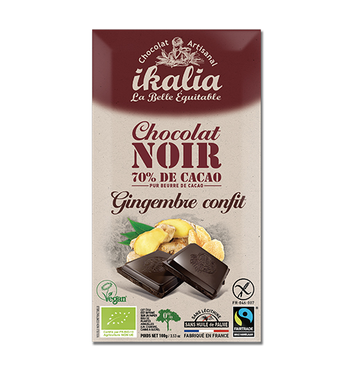 Tableta de ciocolata neagra 70% cu ghimbir Bio | Saveurs et Nature