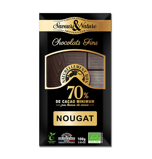 Ciocolata neagra 70% cu nuga -100 G Bio | Saveurs et Nature