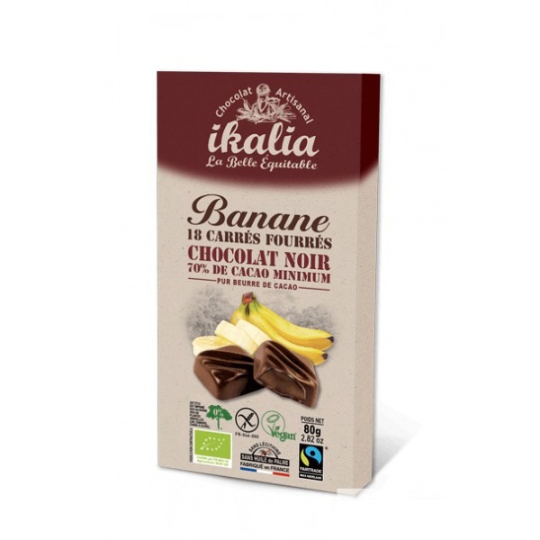 Ciocolata artizanala - Carres Fourres Banane Noir | Saveurs et Nature
