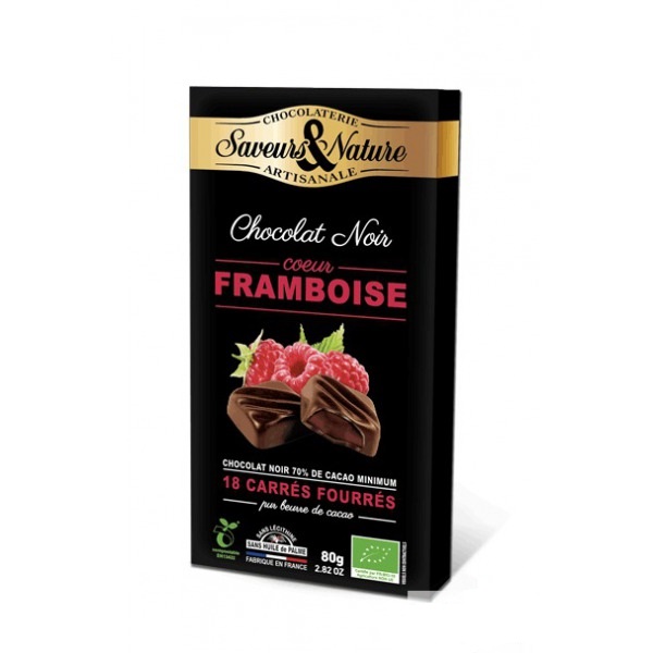  Ciocolata - Carres Fourres Framboise Noir Bio | Saveurs et Nature 