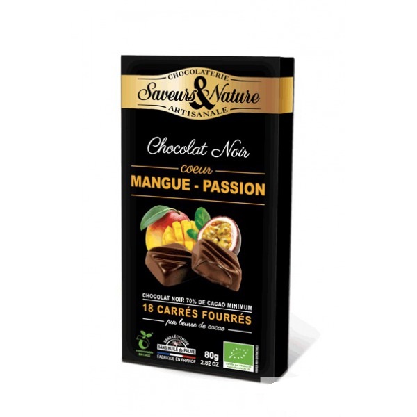 Ciocolata - Carres Fourres Passion Mangue Noir | Saveurs et Nature