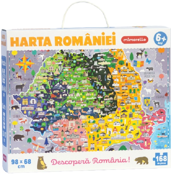 Puzzle 168 piese - Harta Romaniei | Mimorello