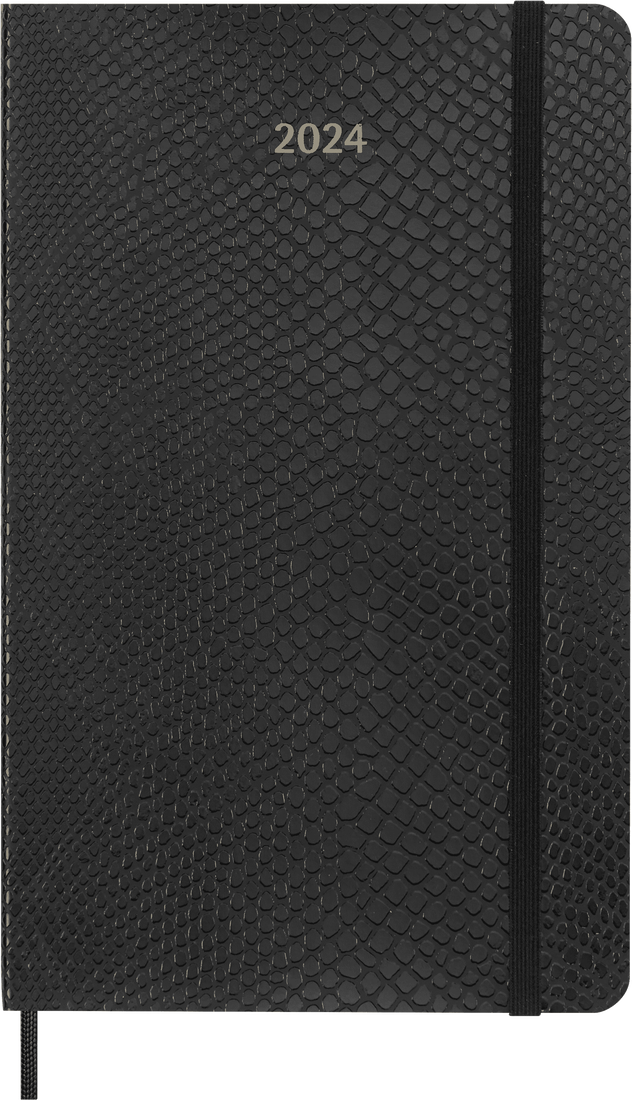 Agenda 2024 - Precious & Ethical Planner with Gift Box - 12-Month, Weekly - Faux Snakeskin - Large, Vegan Soft Cover - Black | Moleskine