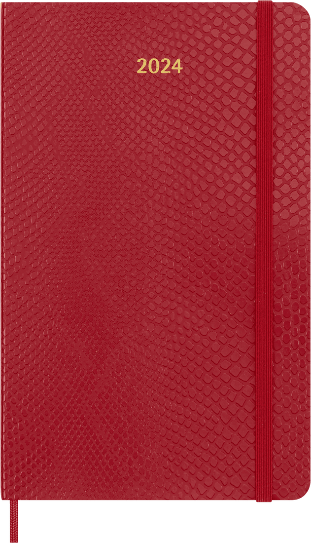 Agenda 2024 - Precious & Ethical Planner with Gift Box - 12-Month, Weekly - Faux Snakeskin - Large, Vegan Soft Cover - Red | Moleskine