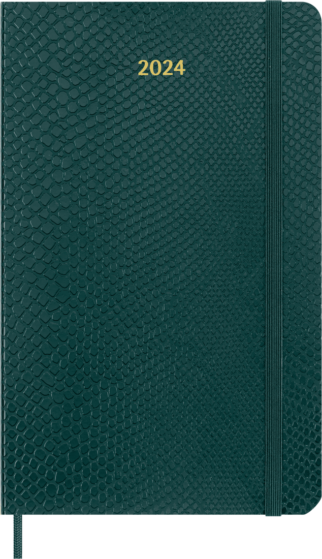 Agenda 2024 - Precious & Ethical Planner with Gift Box - 12-Month, Weekly - Faux Snakeskin - Large, Vegan Soft Cover - Green | Moleskine