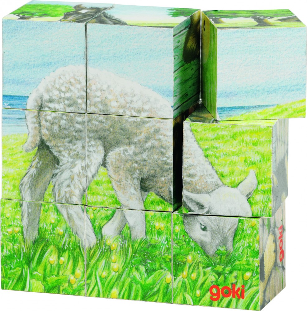 Puzzle - Cuburi animale ferma | Goki - 7