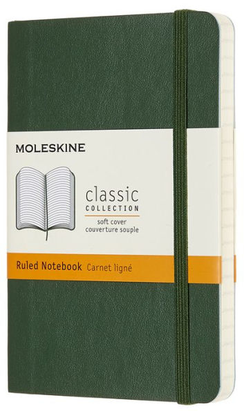 Moleskine Classic Notebook, Soft Cover, Myrtle Green - Pocket with Ruled pages | Moleskine