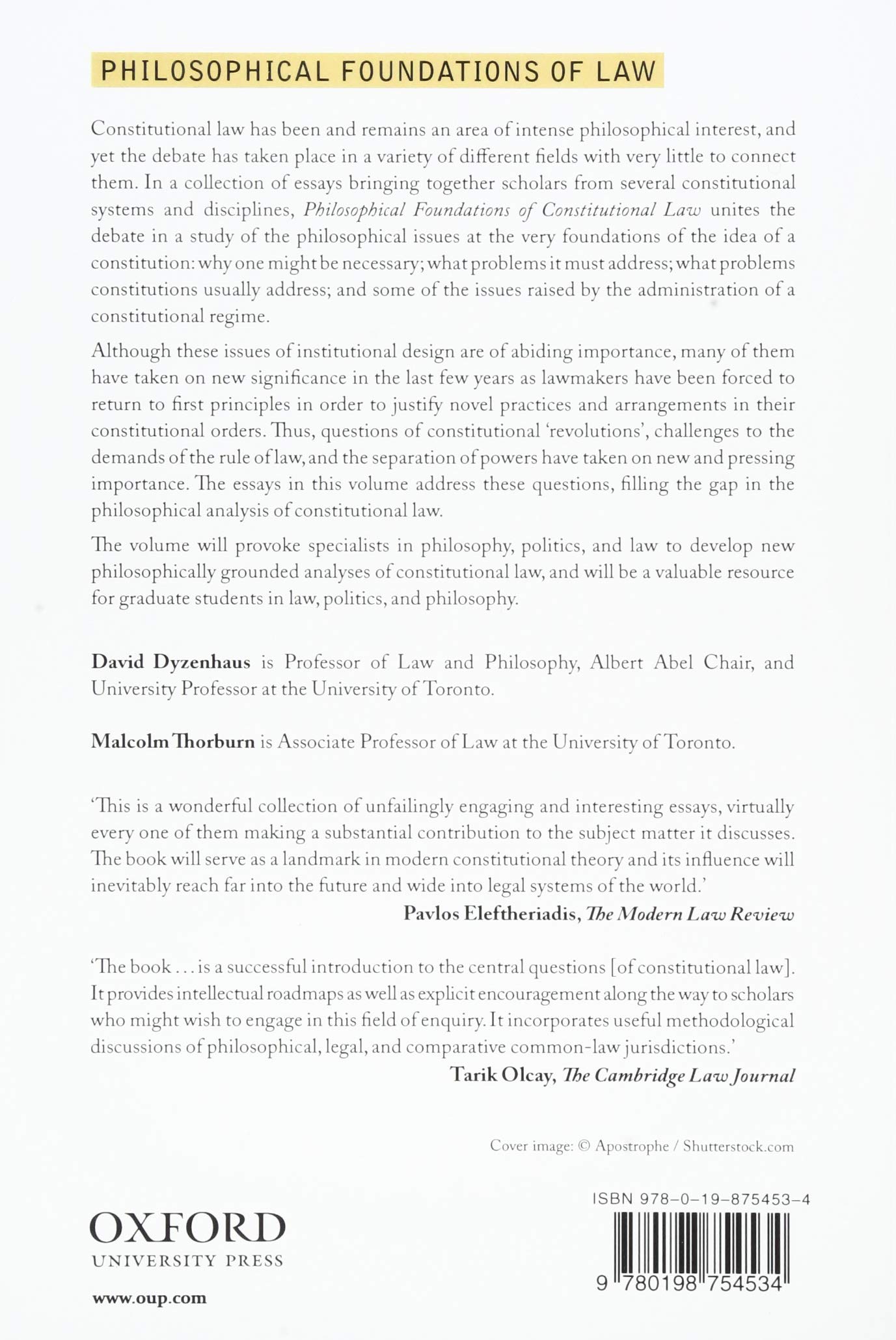 Philosophical Foundations of Constitutional Law | David Dyzenhaus, Malcolm Thorburn - 1 | YEO