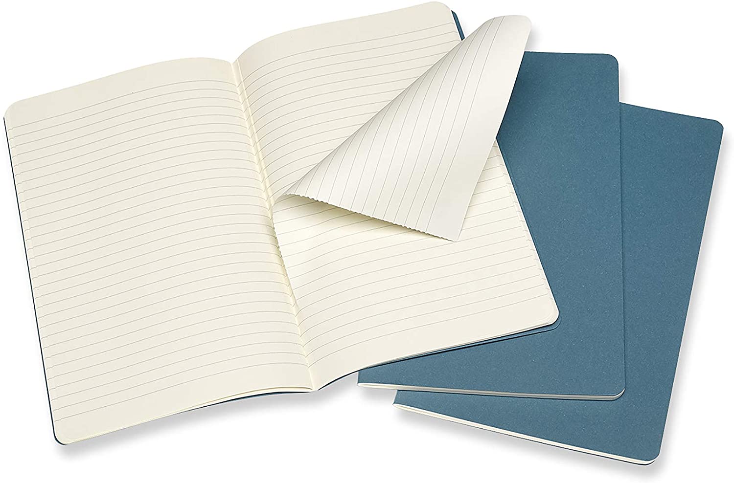 Set 3 caiete - Moleskine Cahier - Large, Ruled - Brisk Blue | Moleskine