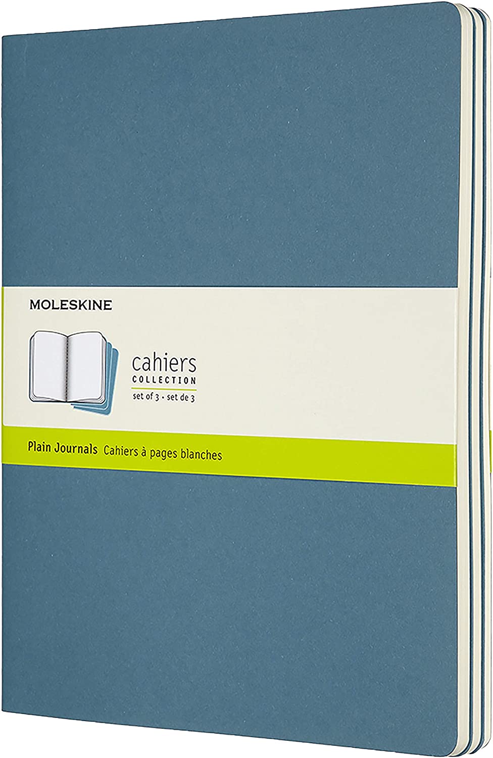Set 3 caiete - Moleskine Cahier - Extra Large, Plain - Brisk Blue | Moleskine