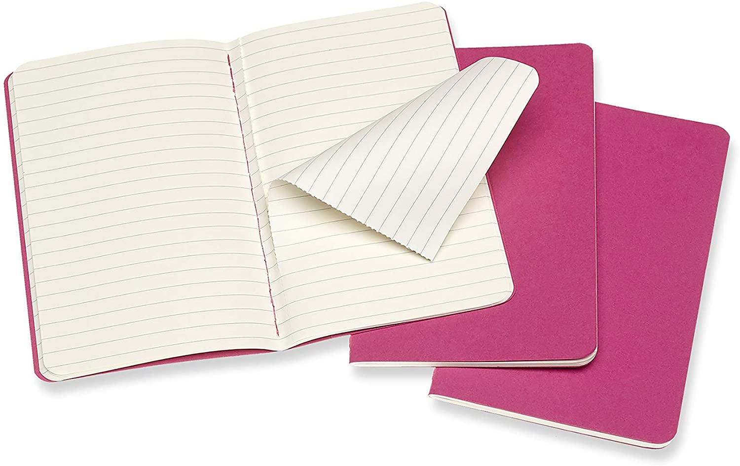 Set 3 caiete - Moleskine Cahier - Pocket, Ruled - Kinetic Pink | Moleskine