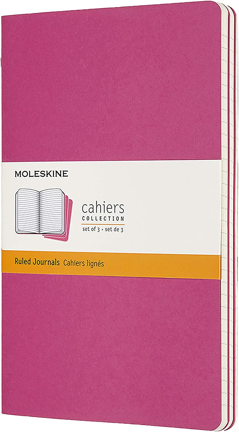 Set 3 caiete - Moleskine Cahier - Large, Ruled - Kinetic Pink | Moleskine - 3 | YEO