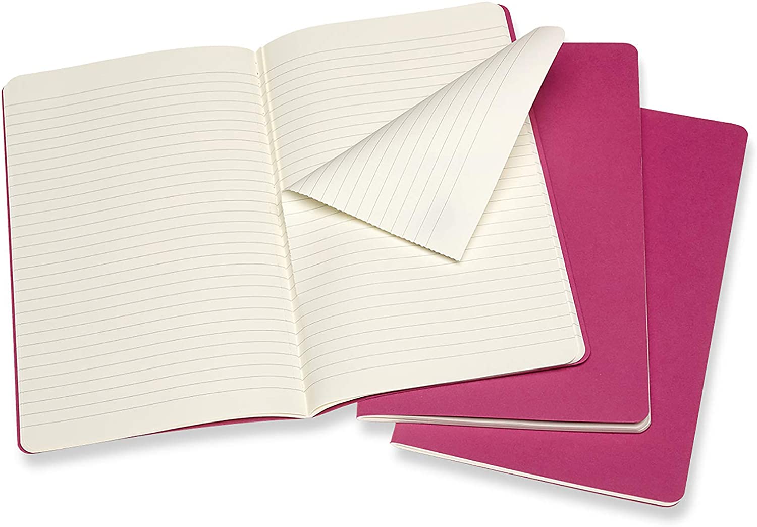 Set 3 caiete - Moleskine Cahier - Large, Ruled - Kinetic Pink | Moleskine