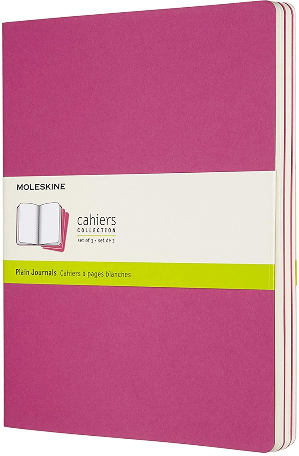 Set 3 caiete - Moleskine Cahier - Extra Large, Plain - Kinetic Pink | Moleskine