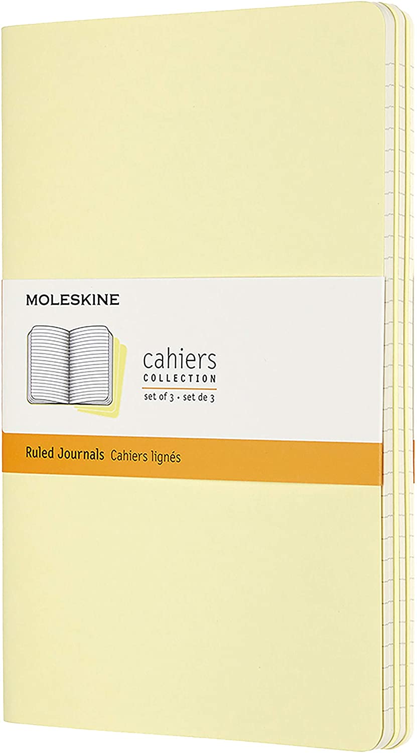 Set 3 jurnale - Moleskine Cahier - Cardboard Cover, Large, Ruled - Tender Yellow | Moleskine