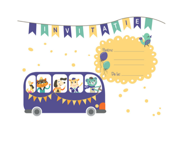 Set 20 de invitatii - Bus Party | Mink