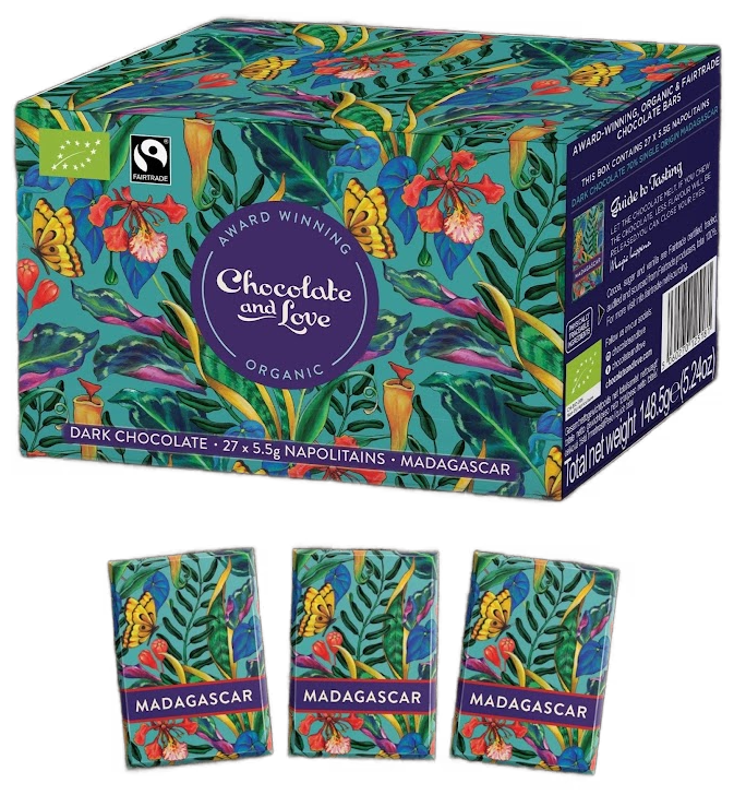 Cutie ciocolata - Madagascar Ballotin Box - Napolitans - 27x5.5g - BIO + RO-ECO-007 | Chocolate and Love