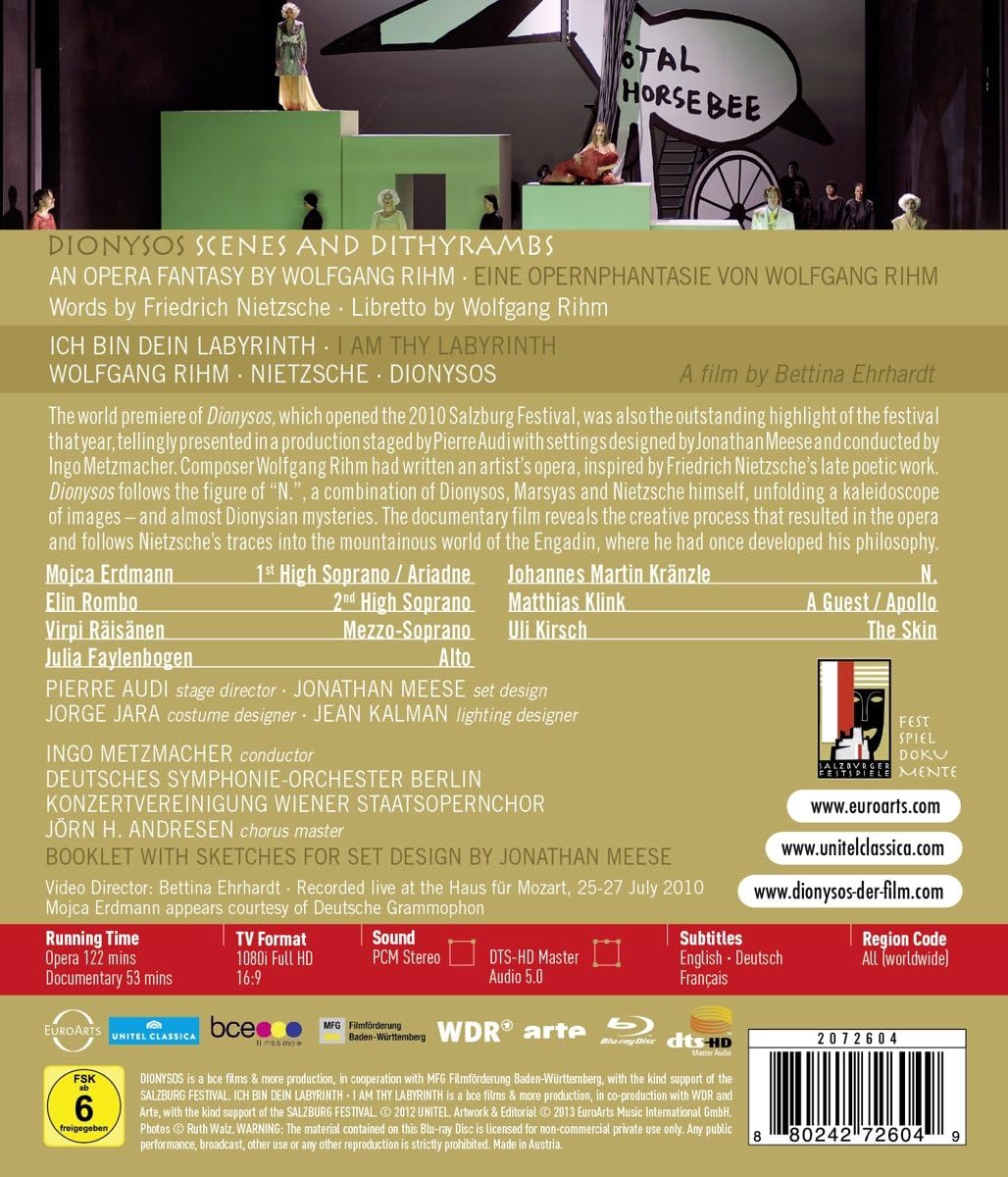 Rihm: Dionysos (Blu-ray Disc) | Mojca Erdmann, Elin Rambo, Virpi Raisanen, Julia Faylenbogen, Ingo Metzmacher, Deutsches Symphonie-Orchester Berlin, Jorn H. Andresen