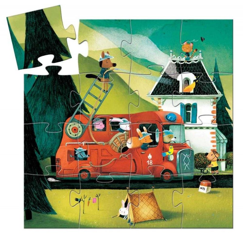 Puzzle - Masina de pompieri | Djeco - 1