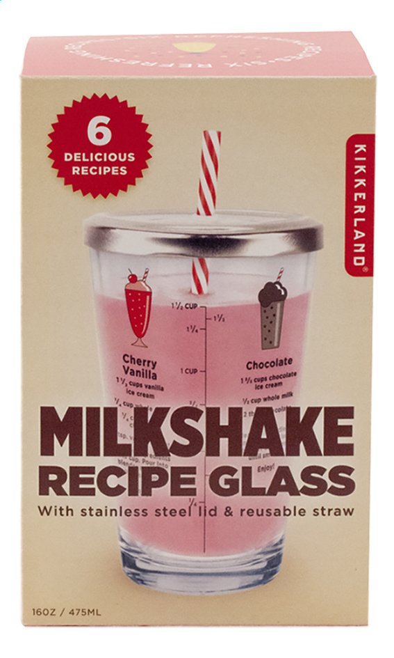 Pahar pentru Milkshake - Milkshake Recipe Glass | Kikkerland - 3 | YEO