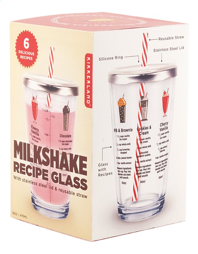 Pahar pentru Milkshake - Milkshake Recipe Glass | Kikkerland - 4 | YEO