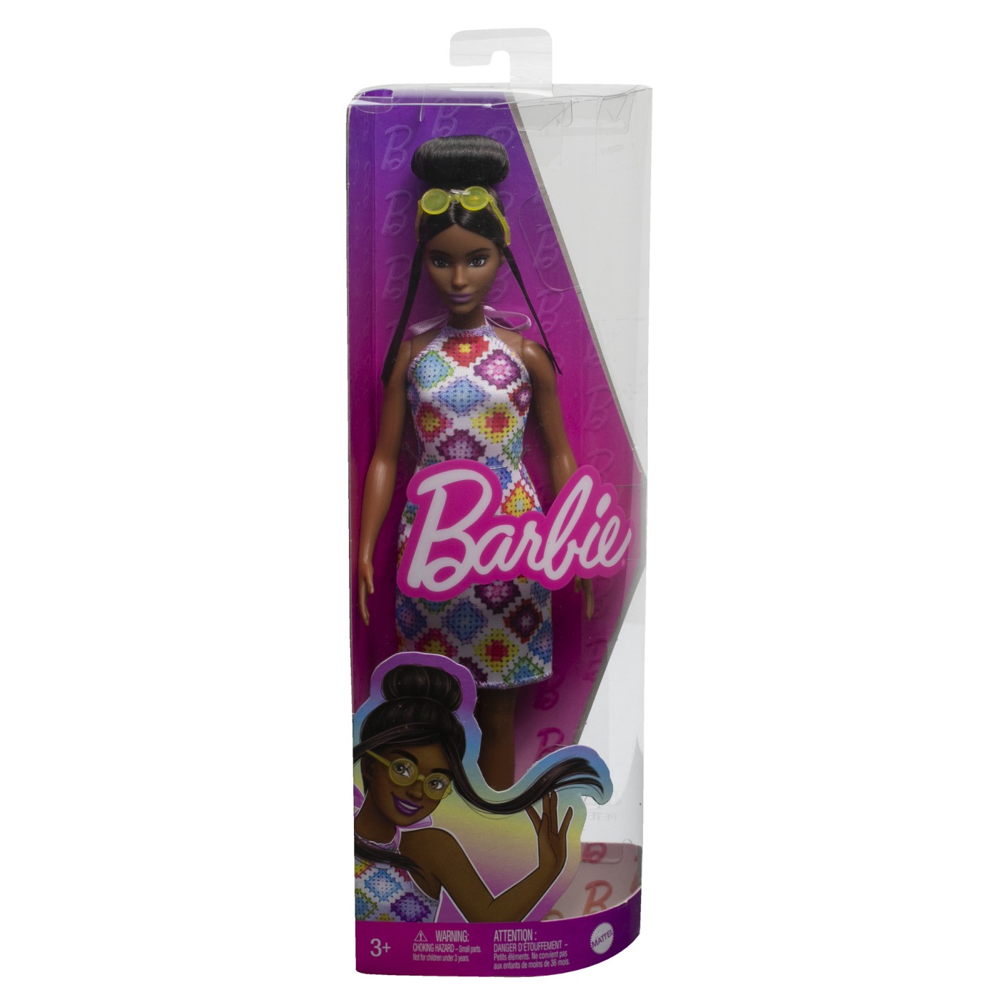 Papusa Barbie Fashionista satena cu ochelari de soare galbeni | Mattel