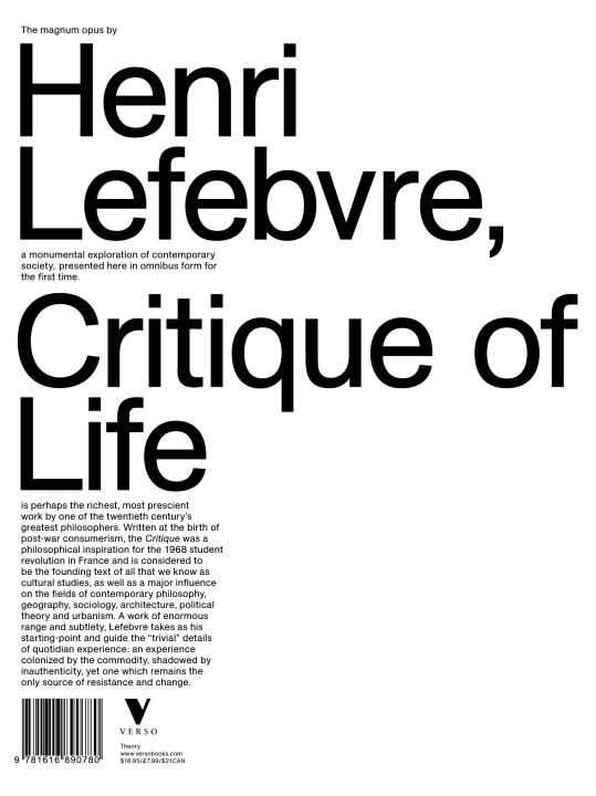 Critique of Everyday Life | Henri Lefebvre