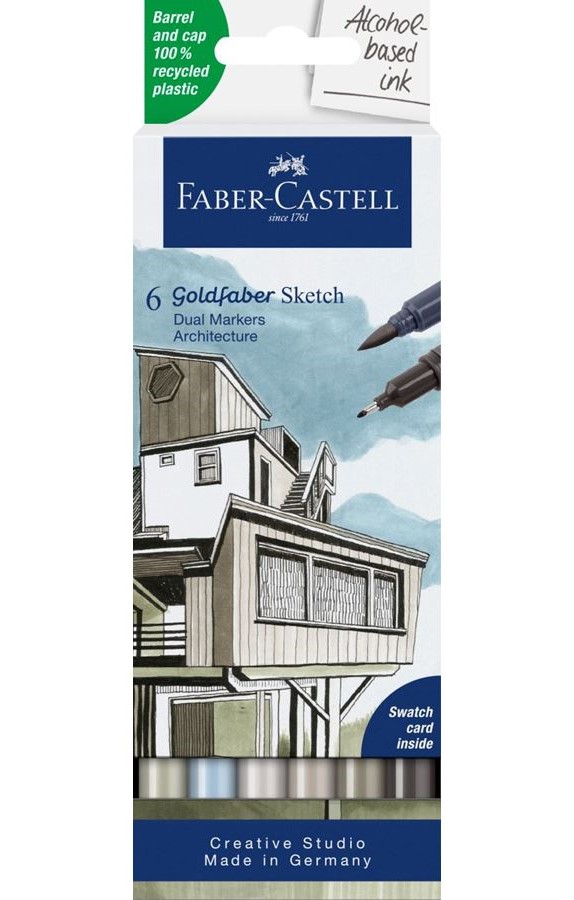 Set 6 markere cu 2 capete - Gofa Sketch Marker - Architecture | Faber-Castell - 1 | YEO