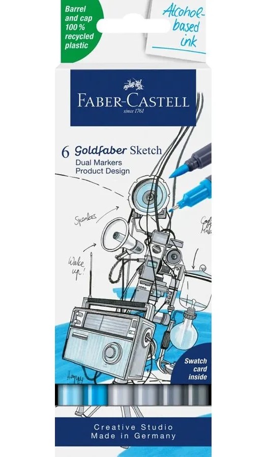 Set 6 markere cu 2 capete - Gofa Sketch Marker - Product Design | Faber-Castell - 1 | YEO