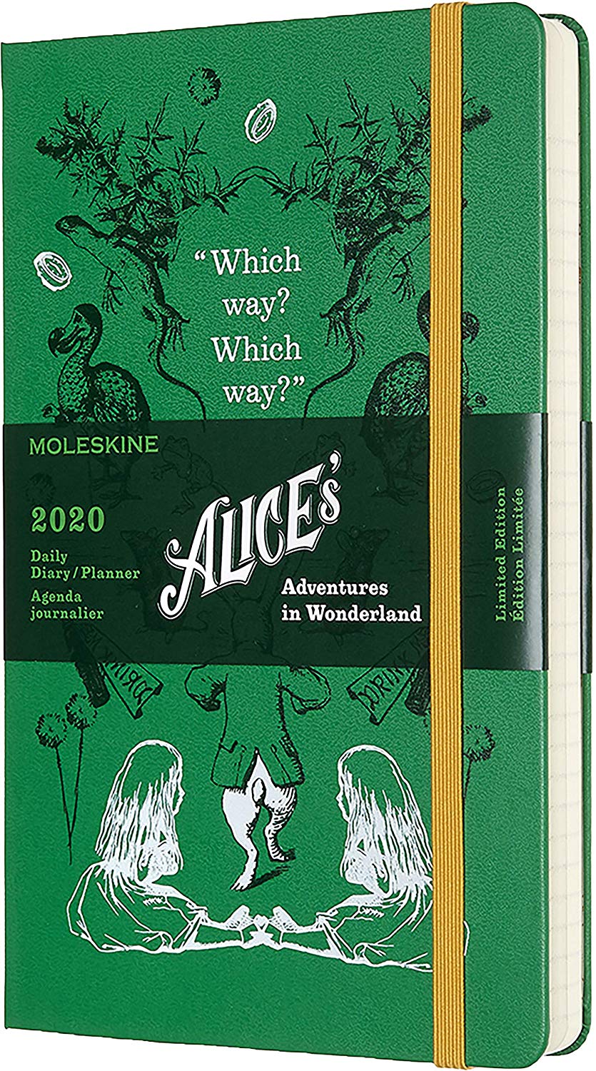 Agenda 2020 - Moleskine Limited Edition Alice\'s Adventures in Wonderland 12-Month Daily Notebook Planner - Green, Large, Hard cover | Moleskine