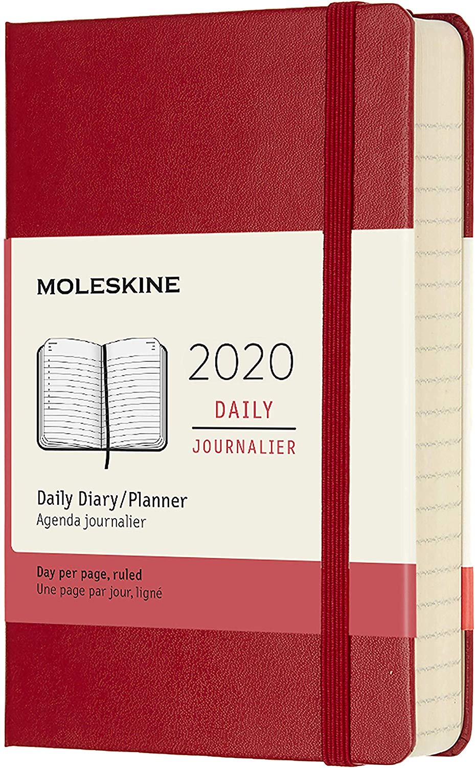 Agenda 2020 - Moleskine 12-Month Daily Notebook Planner - Scarlet Red, Pocket, Hard cover | Moleskine