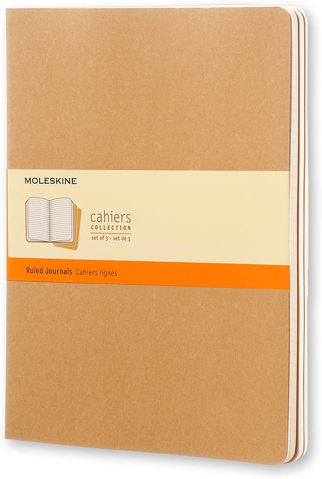 Set 3 caiete - Moleskine Cahier - Extra Large, Ruled - Kraft Brown | Moleskine - 6 | YEO