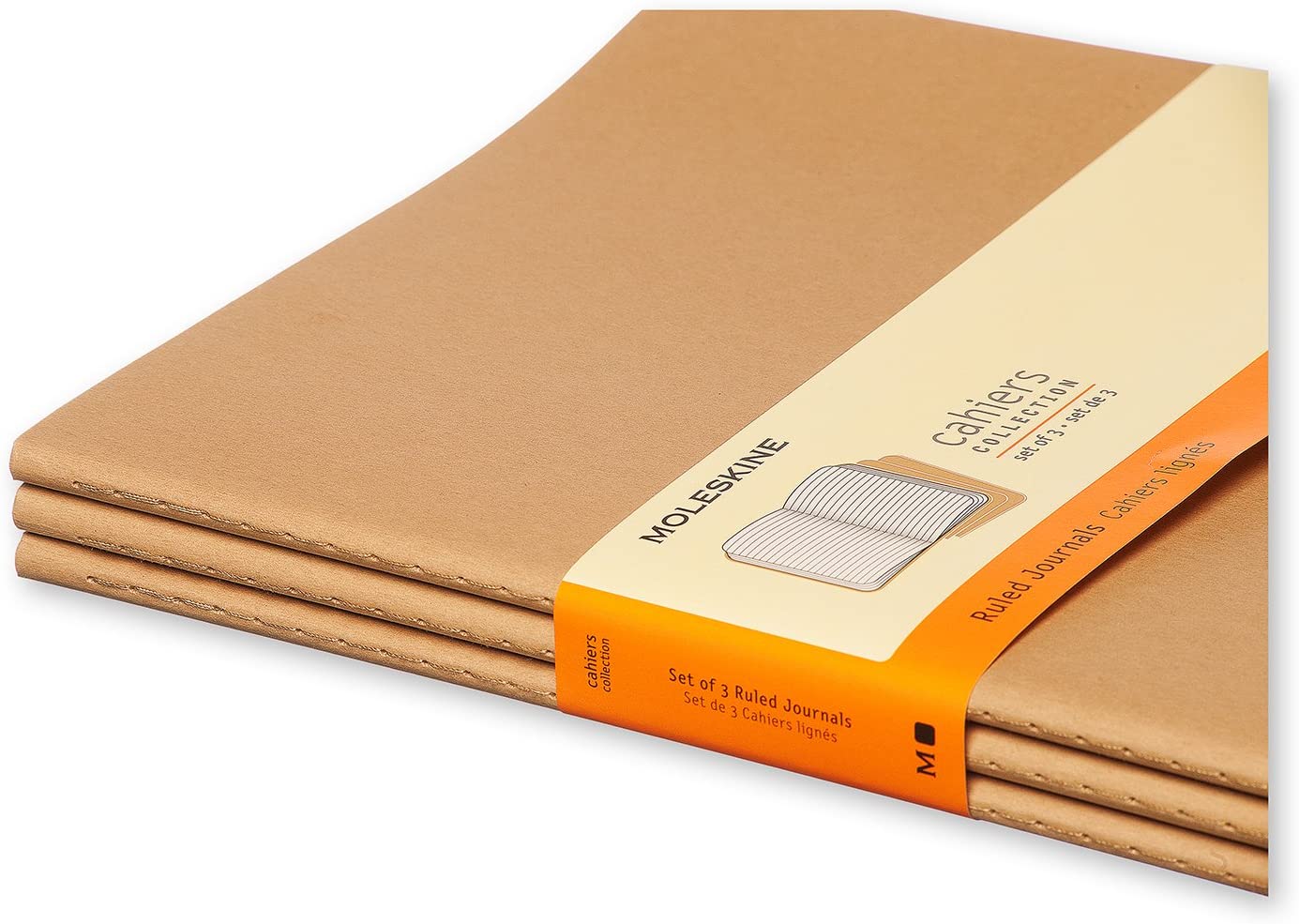 Set 3 caiete - Moleskine Cahier - Extra Large, Ruled - Kraft Brown | Moleskine - 4 | YEO