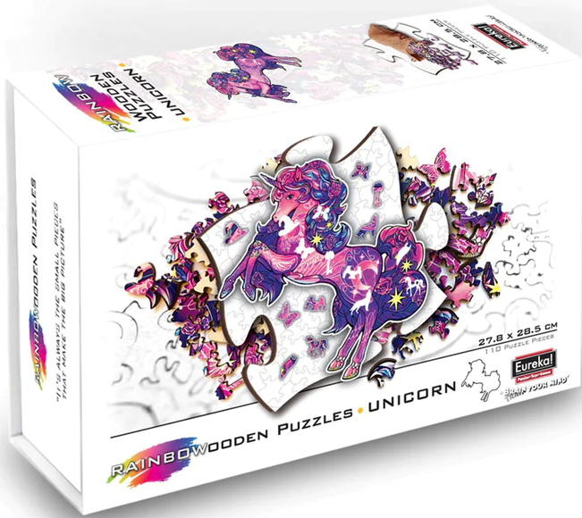 Puzzle din lemn multicolorat - Unicorn, 110 piese | Eureka