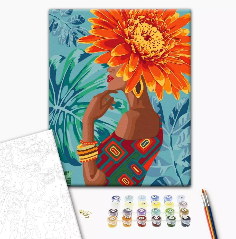 Set pictura pe numere - Tropical flower girl | Brushme