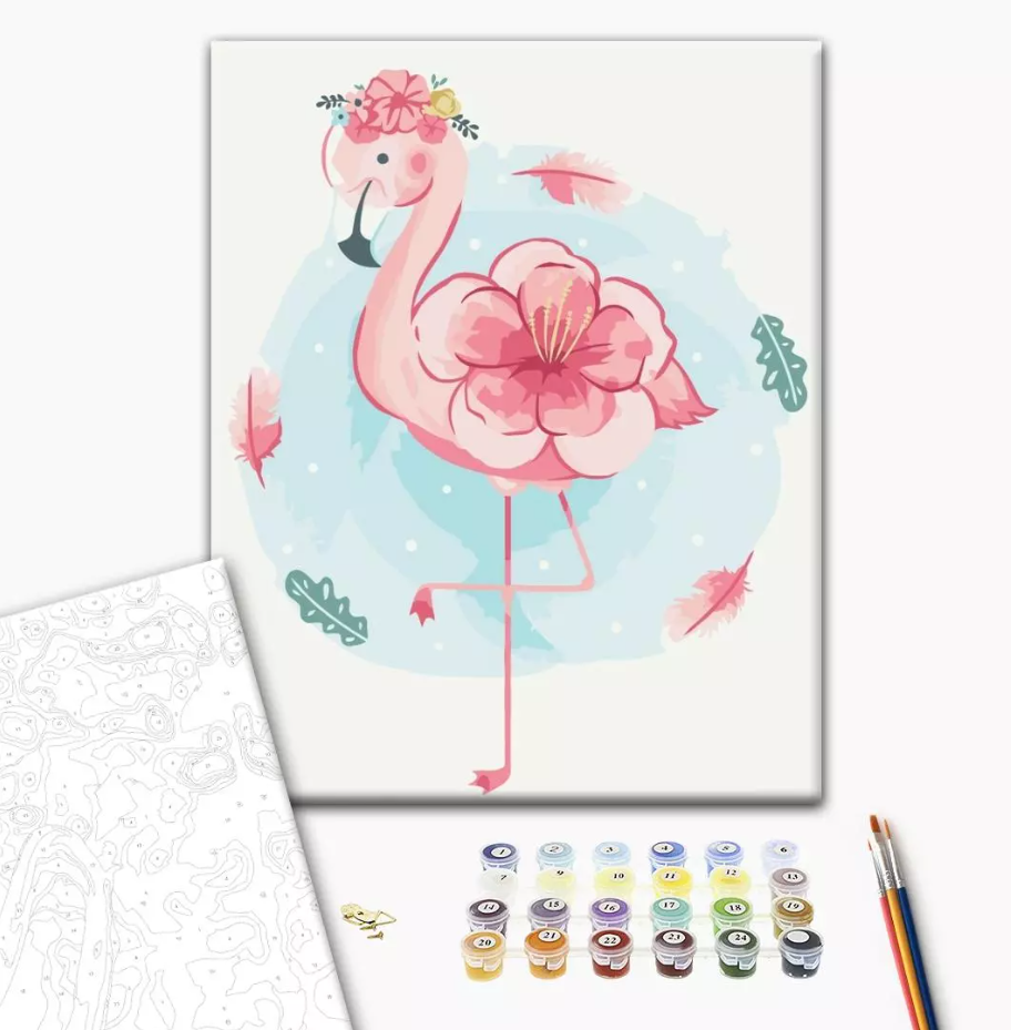 Set pictura pe numere - Blooming flamingo | Brushme