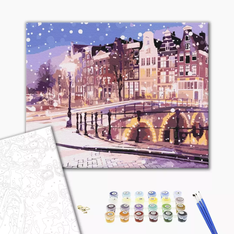 Set pictura pe numere - Fairy tale of winter Amsterdam | Brushme