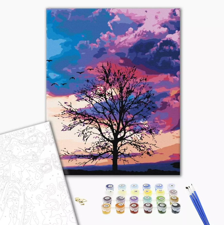 Set pictura pe numere - Autumn against the purple sky | Brushme