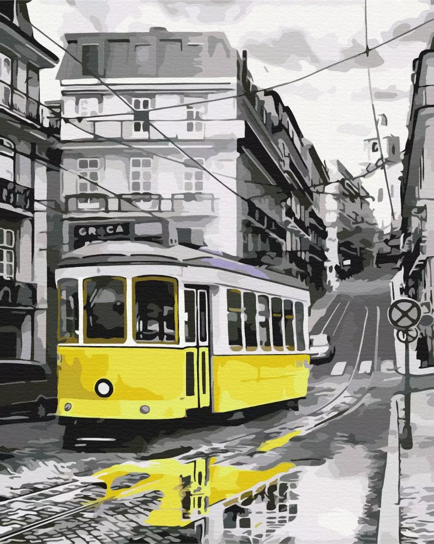 Set pictura pe numere - Yellow tram | Brushme - 1 | YEO