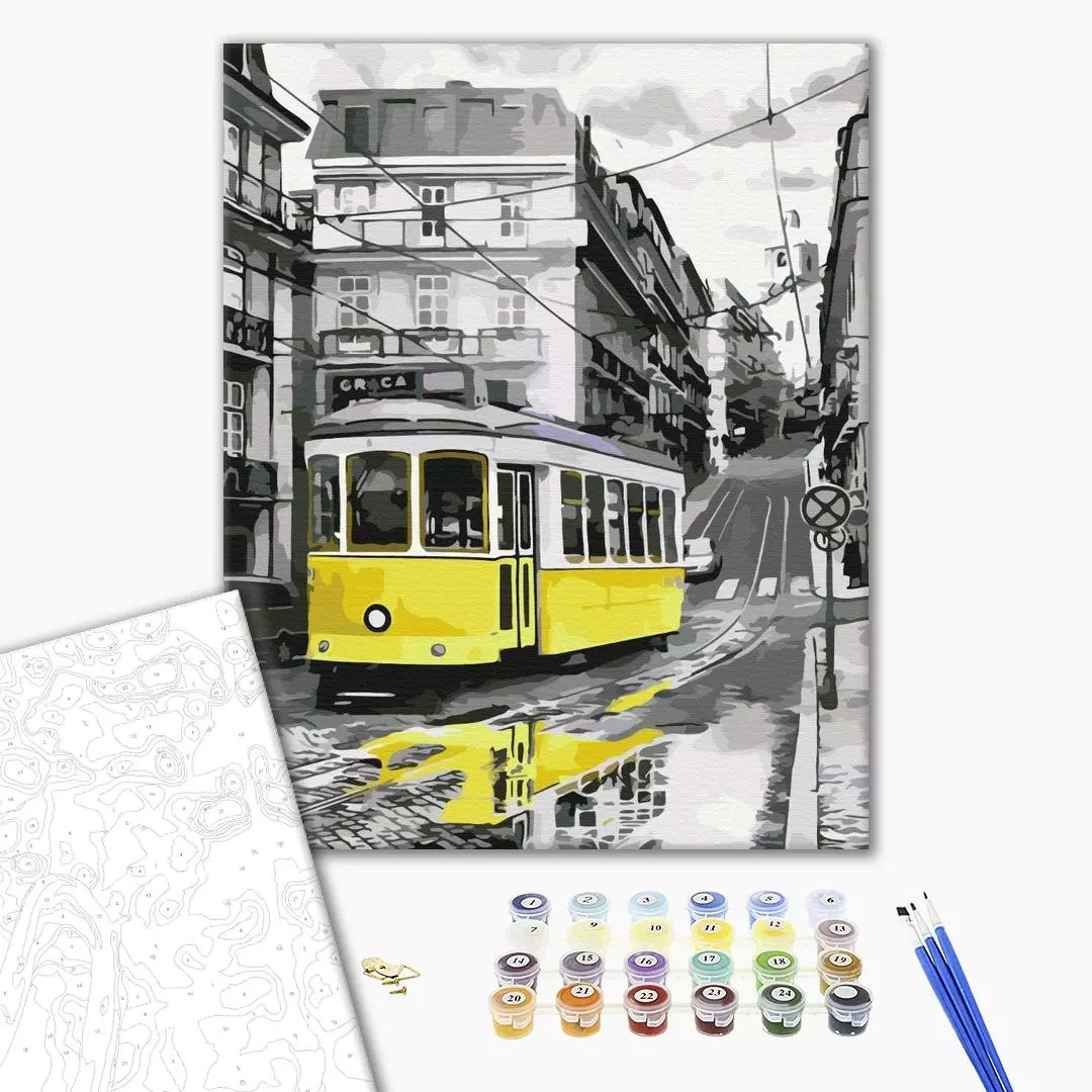 Set pictura pe numere - Yellow tram | Brushme