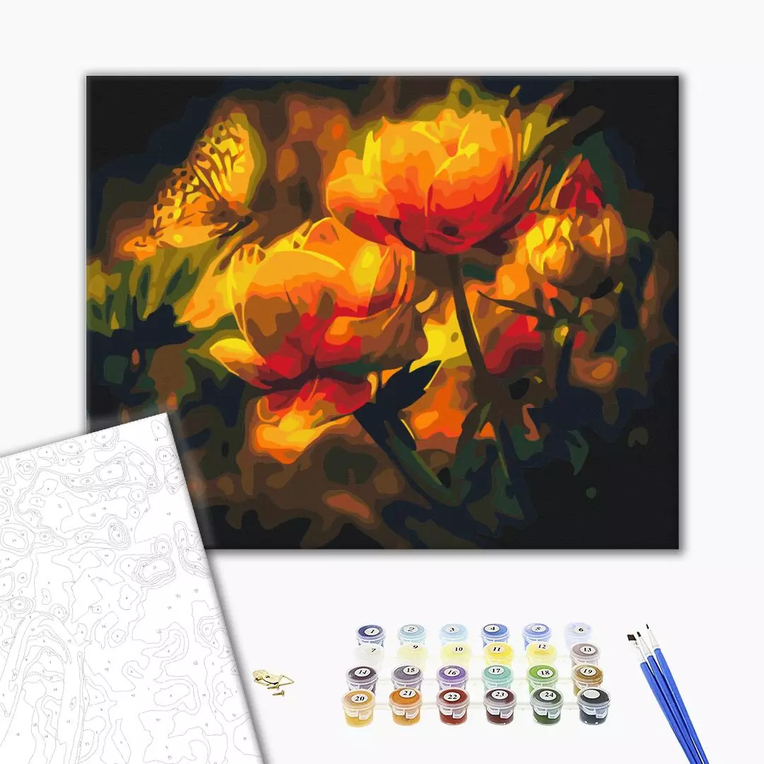 Set pictura pe numere - Floral contrast | Brushme